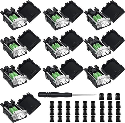 Miniatura 42 de DB9 Conector de ruptura hembra, puerto 9PIN sin soldadura RS232 Adaptador serie D-SUB RS485, placa de módulo sin soldadura con terminales