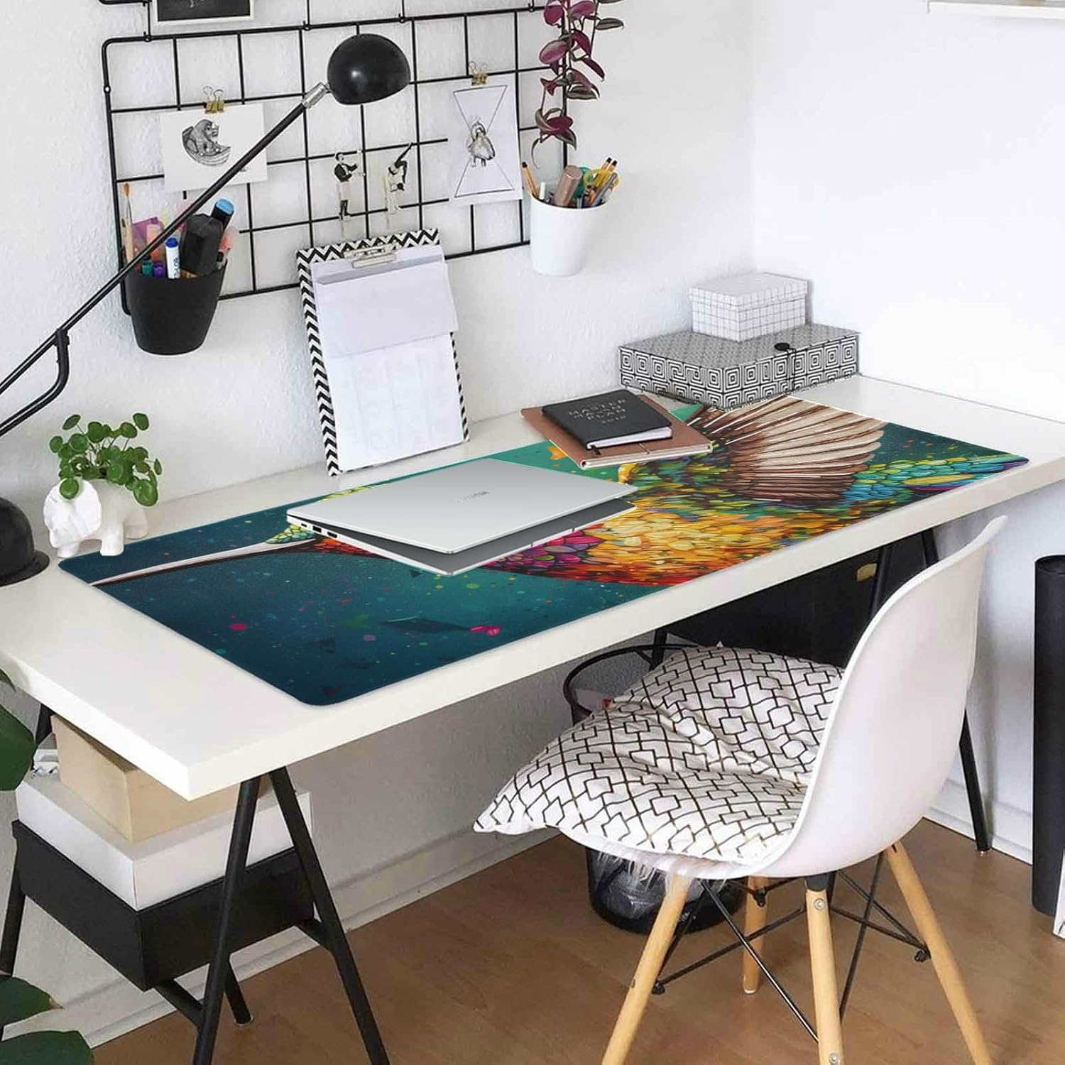 Hummingbird Themed Large Gaming Mouse Pad 35.5 x 16 Inch, Waterproof, Stitched Edges, Perfect for Esports and Office