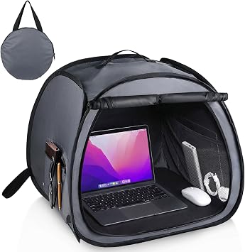 FOREGOER Laptop Sun Shade Tent, Anti-Glare Portable Computer Hood for 13-17 inch Laptops, Waterproof Heat, Foldable Travel Case for Beach Office Camping