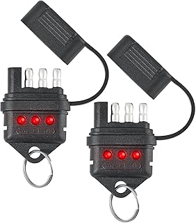 4 Way Flat Trailer Circuit Tester Towing Brake Running Light Tester 4 Pin Connector with LED Indicator for Towing Hitch RV U-Haul Trucks 2PC