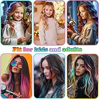 Vista 5 de Extensiones de cabello con clip de colores, 12 piezas para mujeres, niños y niñas, 16 pulgadas, ondulado, rizado, reflejos de fiesta