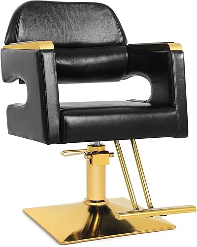 Artist hand Silla de salón para estilista, silla de peinado dorada, bomba hidráulica resistente, giro de 360, diseño moderno, sillas de pelo para