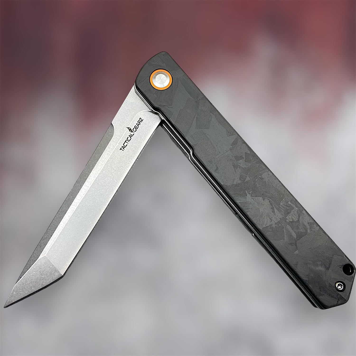 TACTICAL GEARZ EDC Pocket Folding Knife, Carbon Fiber Handle, D2 Steel Blade, Includes Sheath (Virgo CX)