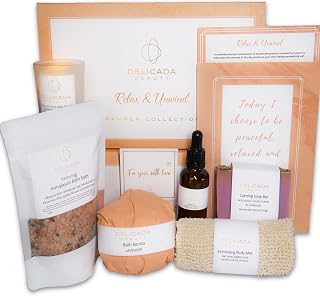 Pamper Hampers for Women | Pamper Gifts for Women | RELAX & UNWIND | Relaxation & Self Care Hamper, Spa Gift Set | Birthdays, Christmas | Handmade in UK