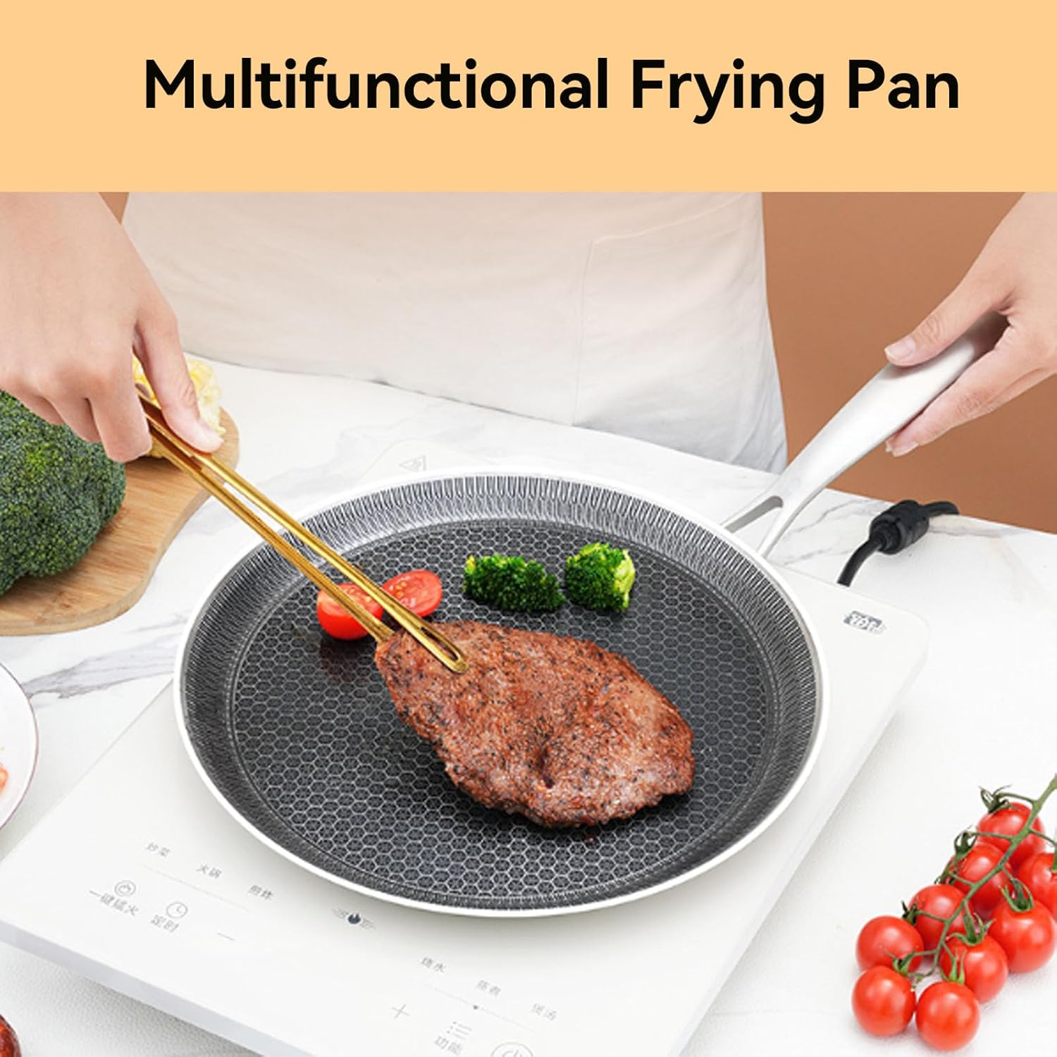 Nonstick Crepe Pan, Stainless Steel Flat Skillet, Stainless Steel Honeycomb Coating Pancake Pan, Tortilla Griddle Pan for Easy Cleanup, Compatible with All Cooktops, PFOA Free Cookware,10.23 i