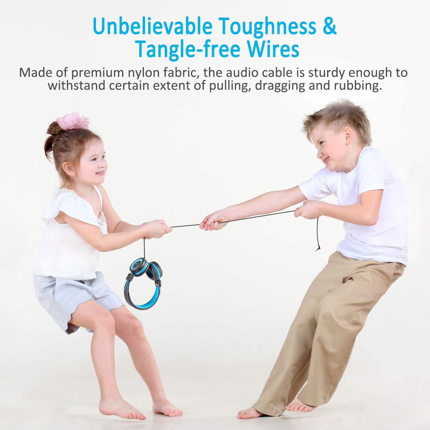 iClever HS14 Kids Headphones, Headphones for Kids with 94dB Volume Limited for Boys Girls, Adjustable Headband, Foldable, Child Headphones on Ear for Study Tablet Airplane School, Black, Blue : Electronics