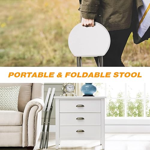 Miniatura 5 de 5Rcom Taburetes portátiles plegables y ligeros de 18 pulgadas, juego de 2 taburetes redondos plegables de plástico para adultos con patas de marco