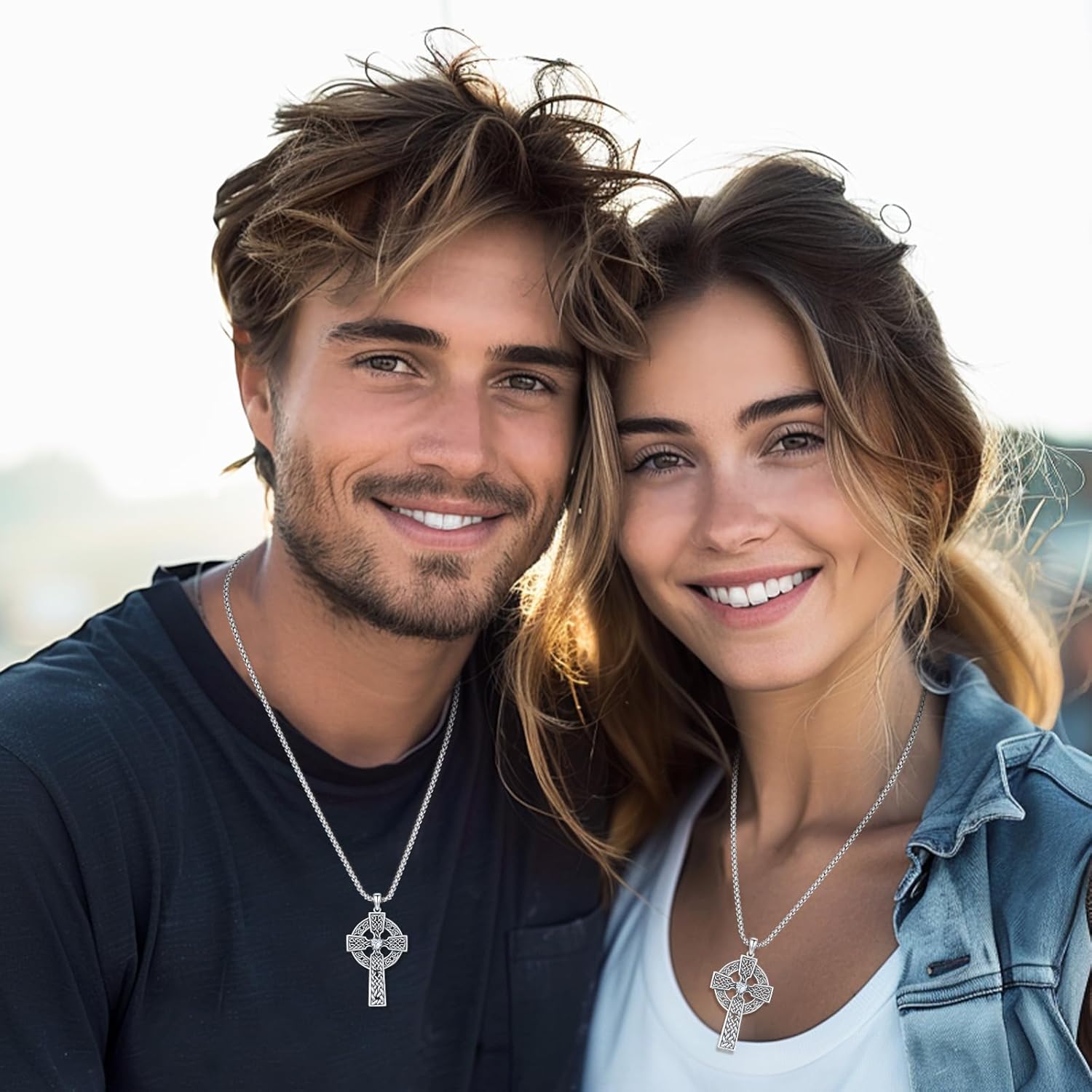 Celtic Cross Necklace for Men Women 925 Sterling Silver Celtic Cross Pendant Evil Eye Necklace Irish Trinity Knot Crucifix Jewelry - Image 2