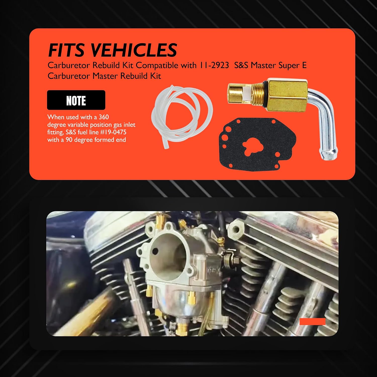Carburetor Rebuild Repair Kit Compatible With S&S Master Super E Carburetor with 90°swivel 11-2923 499619 Carb Rebuild Kit