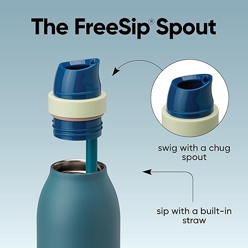 Miniatura 2 de Owala FreeSip - Botella de agua de acero inoxidable con aislamiento giratorio con popote para deportes y viajes, sin BPA, 24 onzas, mezclilla