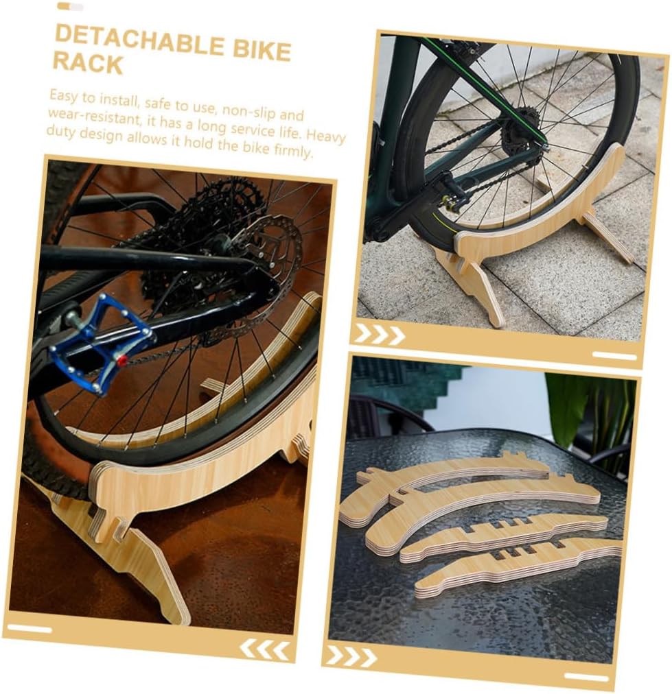 Wooden Bike Stand Standing Bike Rack Parking Holders Rear Wheel Support Easy Install