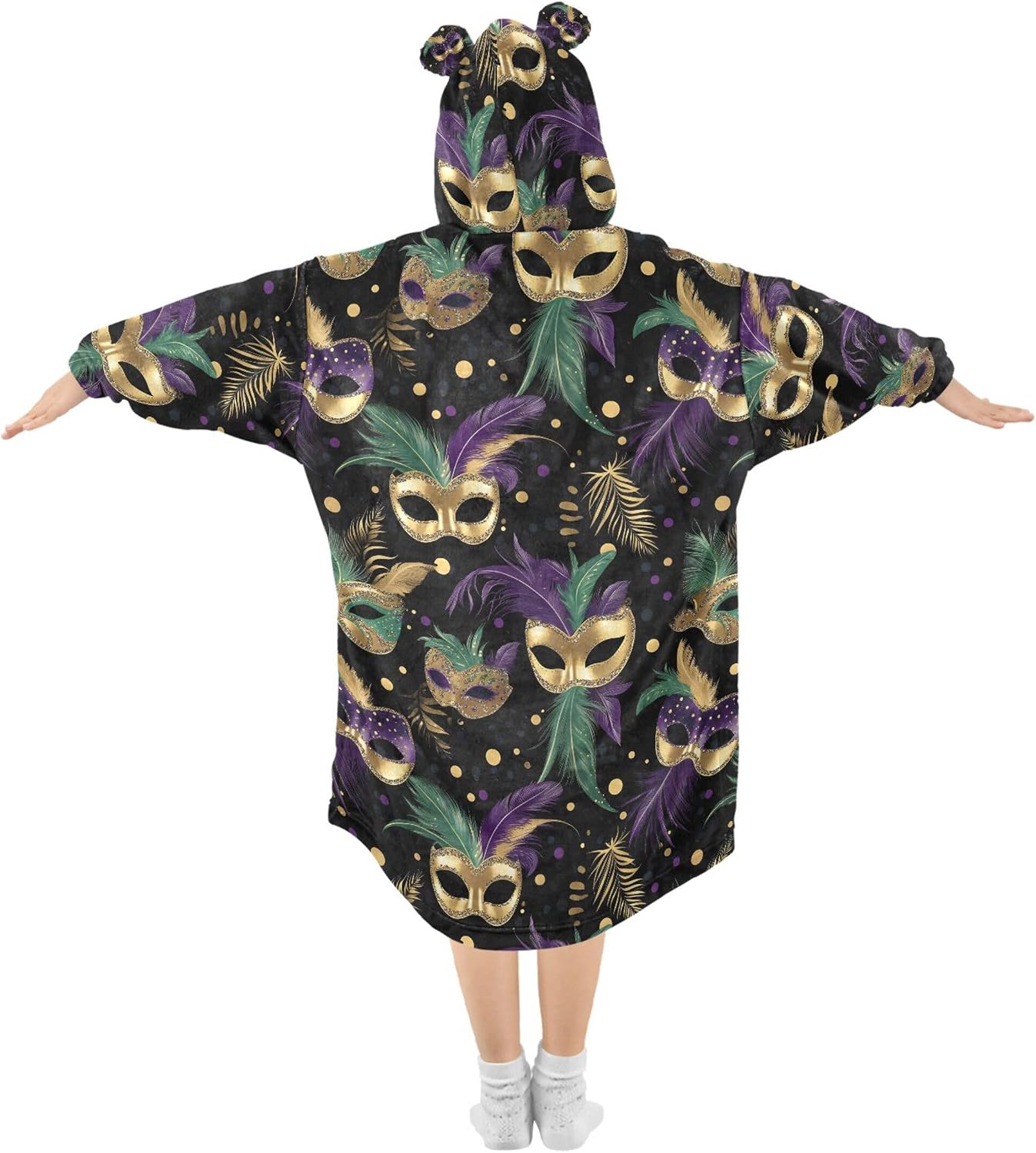 Brazil Mardi Gras Carnival Party Kids Wearable Blanket Hoodie and Sleeves for Toddlers, Cute Hoodies Girls B0403637