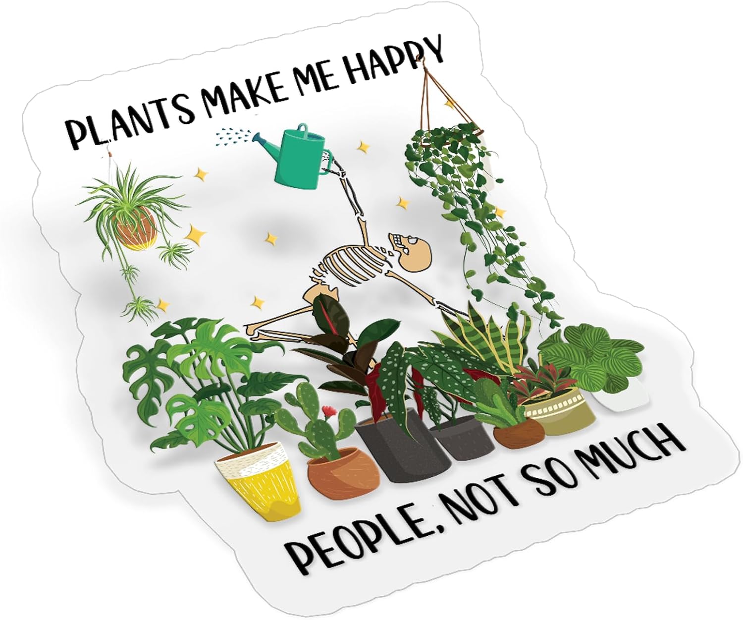 (5Pcs) Plants Make Me Happy People Not So Much Sticker Gift for Gardener Botanical Plant Lover Decal Waterproof Vinyl Stickers Adult for Laptop Kindle Car Water Bottle Mug Phone - Size 3”x2.6”