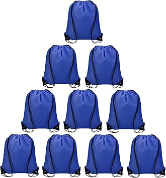 Vorspack 10 Pcs Drawstring Bags Bulk, 15.7 x 13.3 Inches, Blue