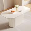 Guyii 177.8CM Oval Dining Table, Modern Kitchen Table for 4-8 People, Indoor Rectangular Dining Room Tables for Kitchen, Bar, Living Room, Cream White, Table Only