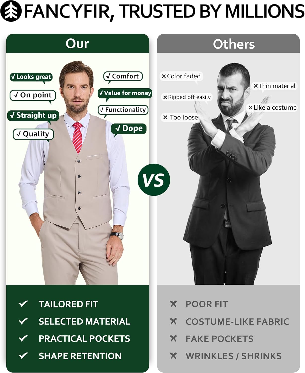 Men's 2-Piece Suit, Vest Pants Set for Men, Casual Waistcoat Trouser with Tie for Prom Wedding Homecoming - Image 5