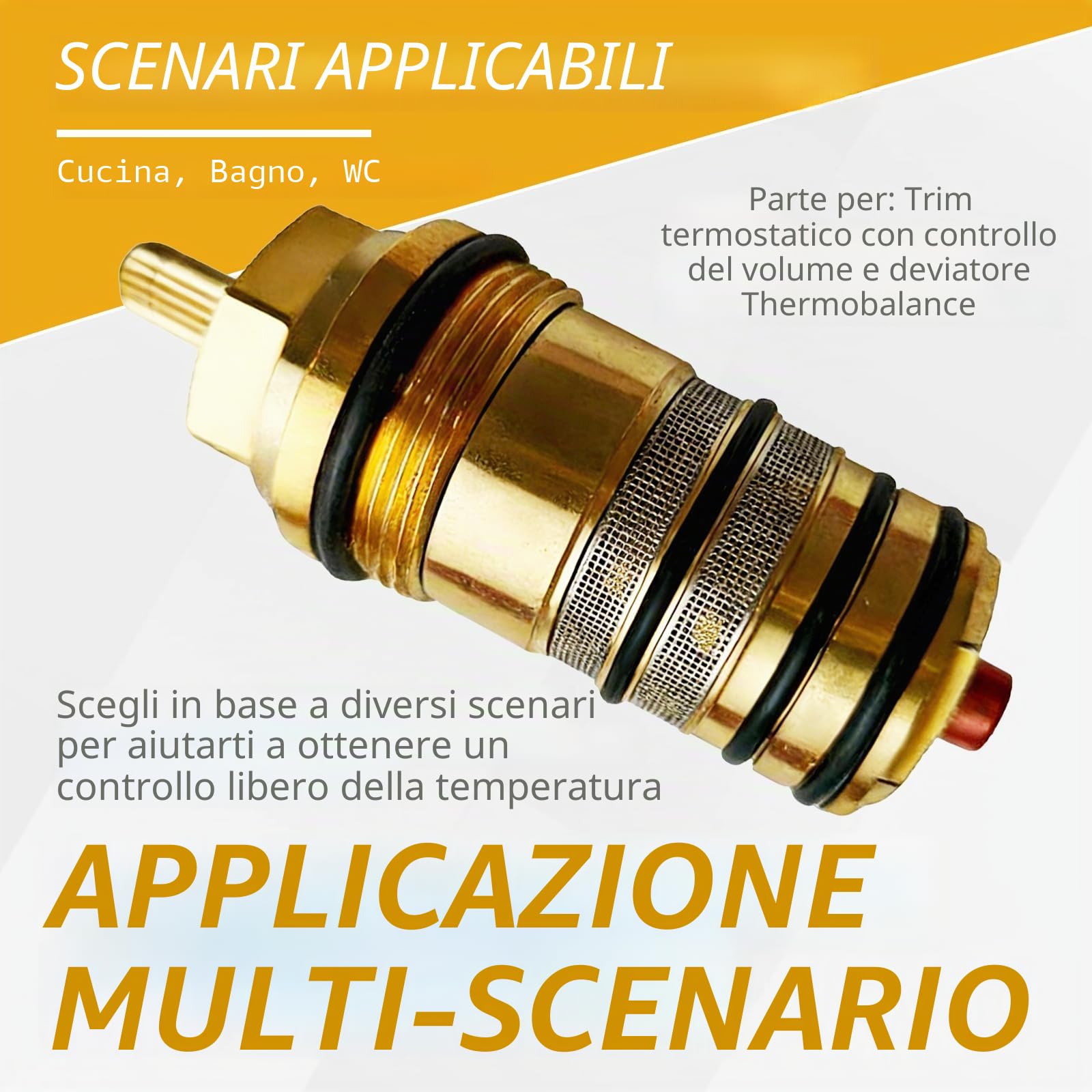 Cartuccia Termostatica 94282000 Per Hansgrohe, Unità Di Regolazione Della Temperatura Per Miscelatore Termostatico Doccia, Nucleo Valvola Termostato In Ottone, Ricambio Compatibile