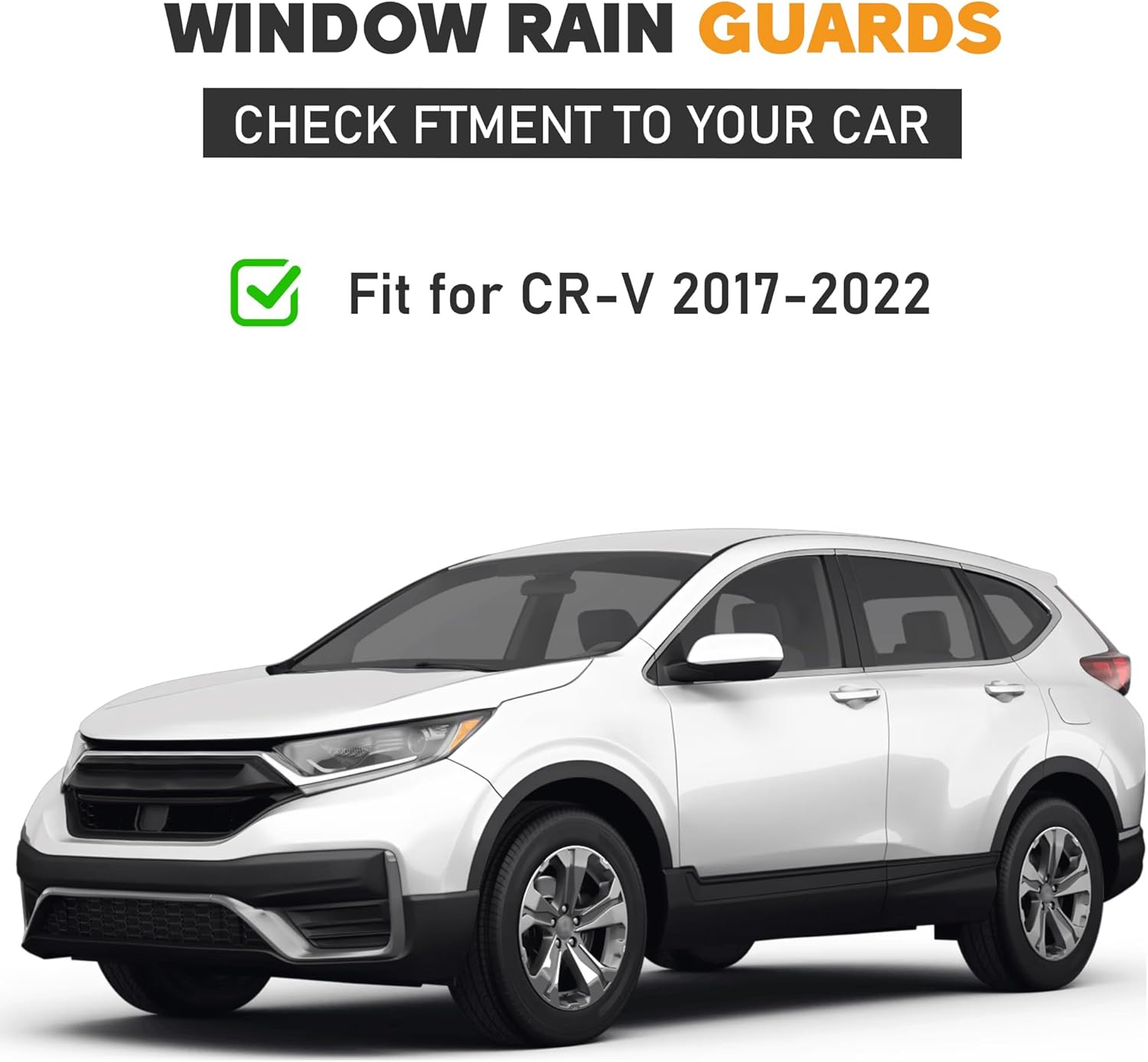 Shatterproof Taped-On Window Deflectors for Honda CR-V 2017-2022 with Chrome Trim, Rain Guards, Window Visors for Cars, Vent Deflector, 4pcs