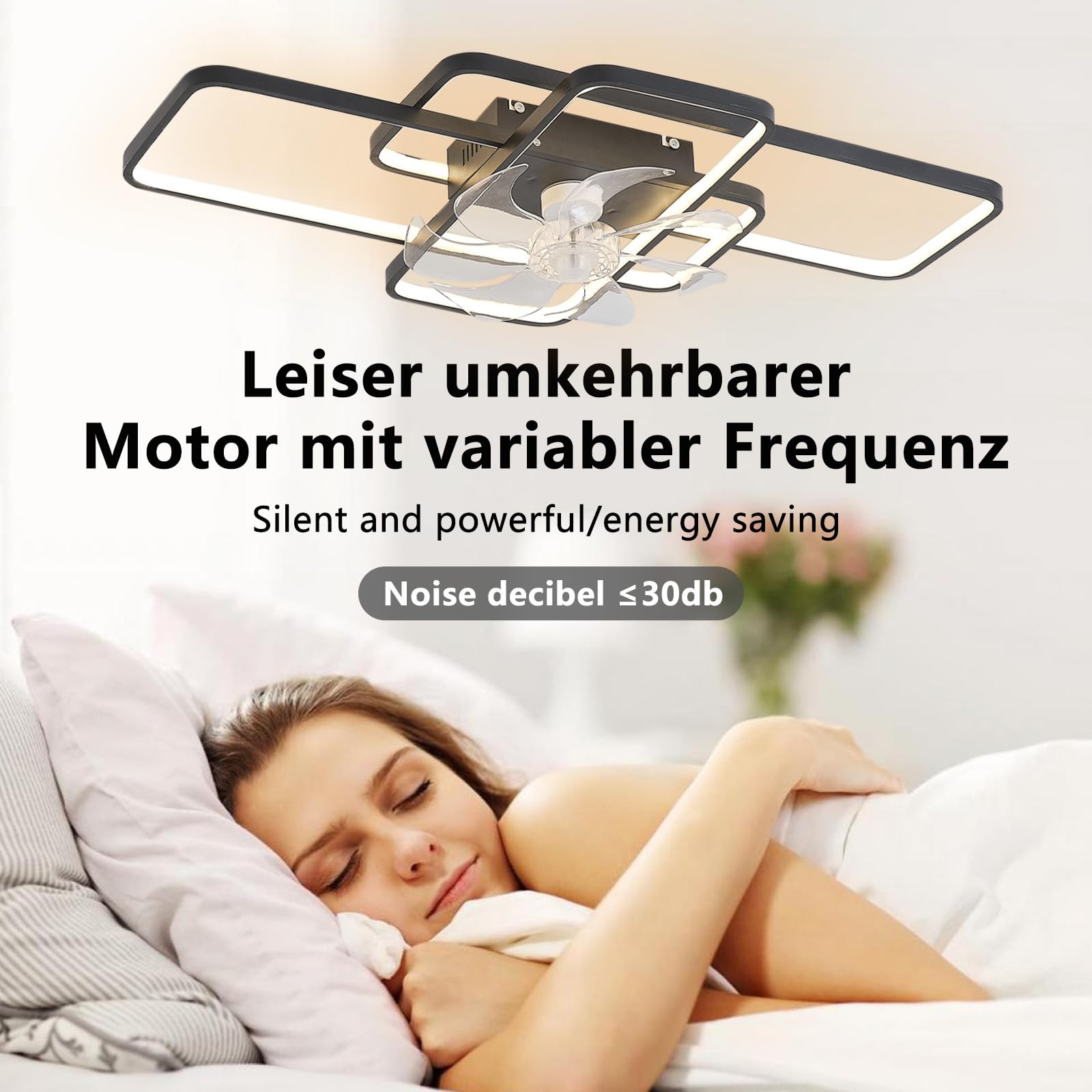 Ventilatore Da Soffitto Con Illuminazione, Ventilatore Da Soffitto A LED 80W Con Telecomando Lampada Ventola Dimmerabile 6 Velocità Del Vento Plafoniera Per Soggiorno Camera Da Letto Luce Nero 72cm