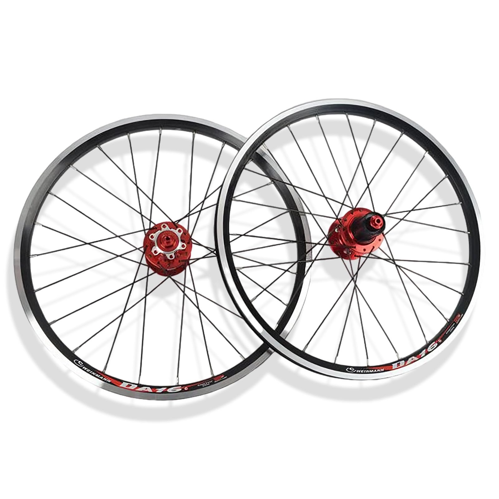 ZXGSXIOU 20in 406/451 Folding Bike Wheelset Aluminium Alloy Mountain Front Rear Rims Disc V Brake Quick Release 24H Hub For 7-11 Speed
