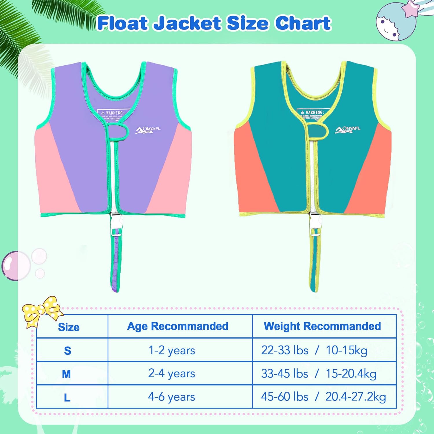 Toddler Swim Vest Kids Floaties Boys Girls Swim Float Jacket Buoyancy Swimwear