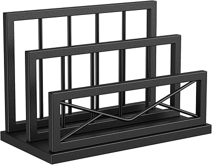 INDIDECOR 2962 Desktop Mail Organizer, Desk Mail Organizer with 3-Slot Matte Black Metal Desktop Mail Sorter, Metal Storage File Holder Letter Sorter Organizer for Home or Office Desktop, Black