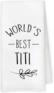 Titi Gifts Kitchen Towels, Best Aunt Gifts for Mother's Day from Niece Nephew, World's Best Titi Decorative Hand Tea Dish Towel for Bathroom Kitchen Decor, 16x24 Inch