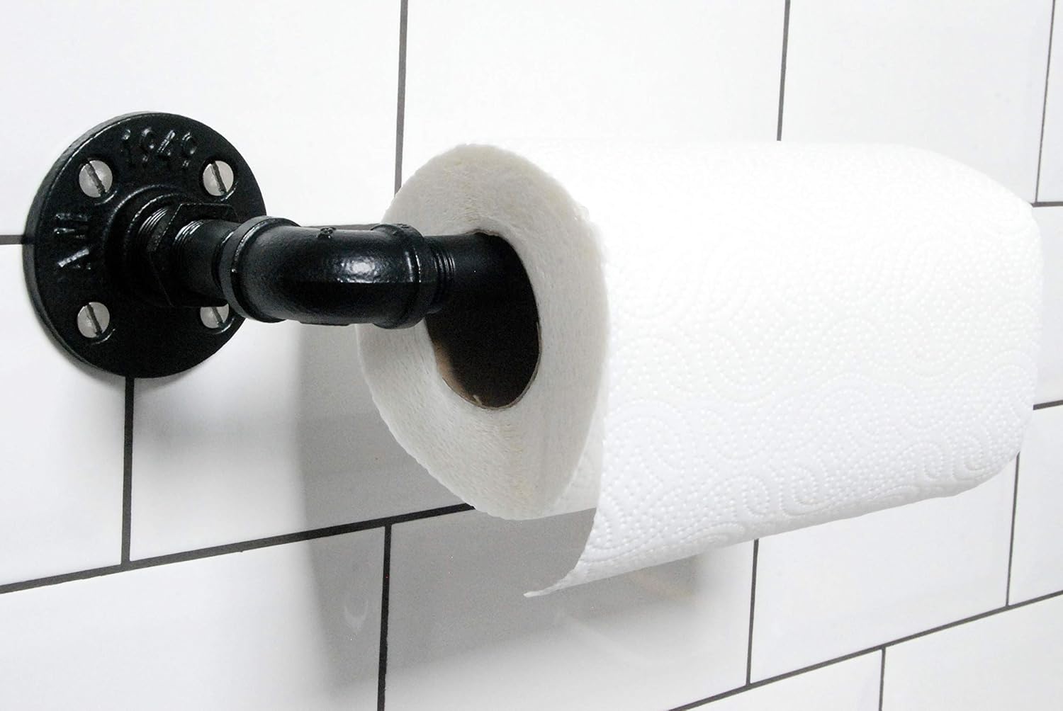 Pipe pipework Industrial Kitchen roll Holder MATT Black. The Hillwood