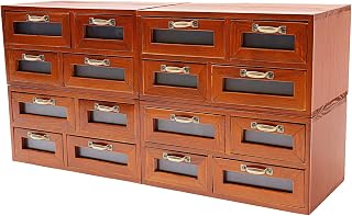 Set of 4 Wooden Desktop Organizing Cabinets, Display Chest with 16 Drawer for Stationery, Thread Embroidery, Sewing, Crafts, Junk Drawer & Supplies