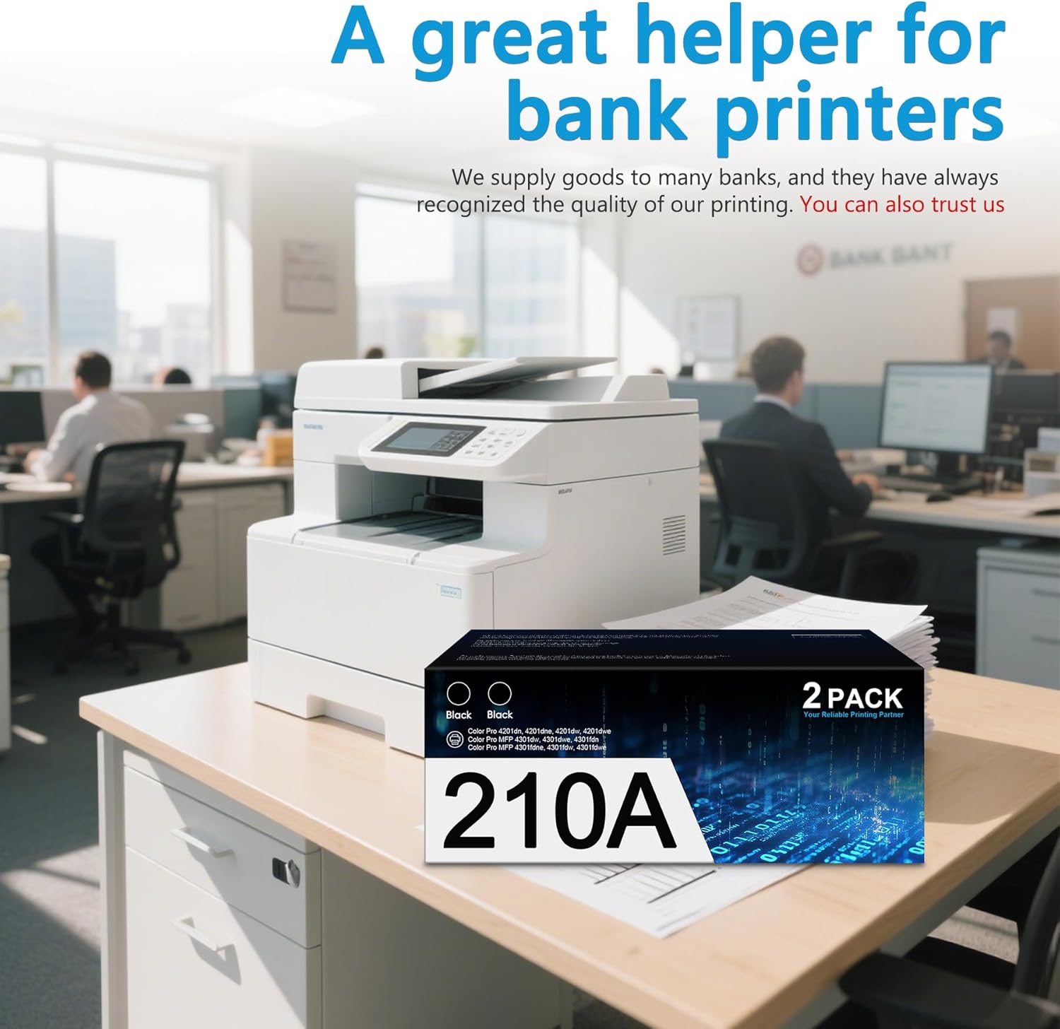 210A Black Toner Cartridges | Replacement for HP 210A 210X 210 with Chip Toner Works Color Pro MFP 4301fdn 4301 Pro 4201dw 4201dn 4201 Series Printer | 2Pack W2100A High Yield Ink