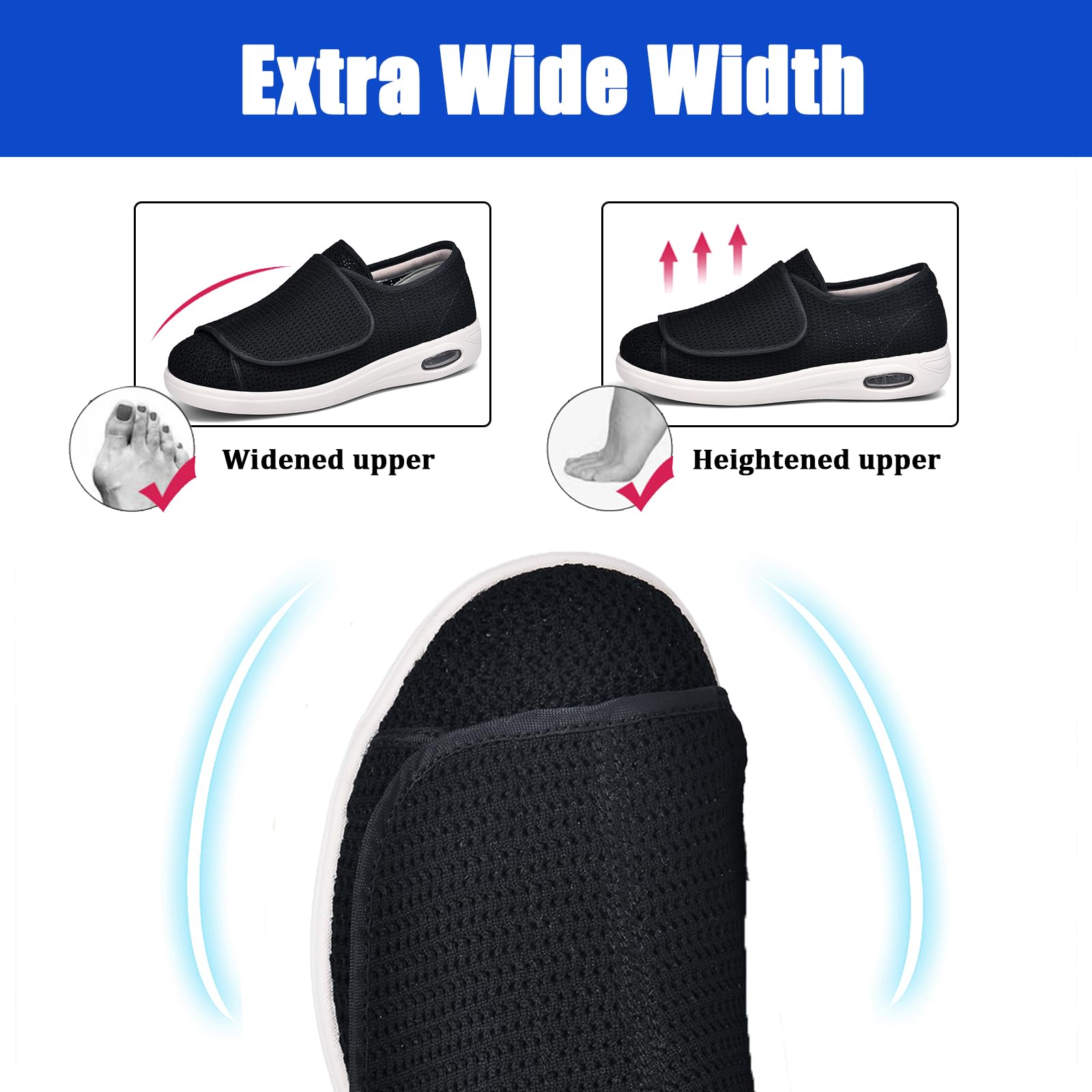 Scarpe da Uomo E da Donna con Suola Extra Larga Ortopediche per Anziani con Fascite Plantare per Alleviare Il Gonfiore dei Piedi Scarpe da Passeggio per Pollice Valgo E Edema in Memory Foam (