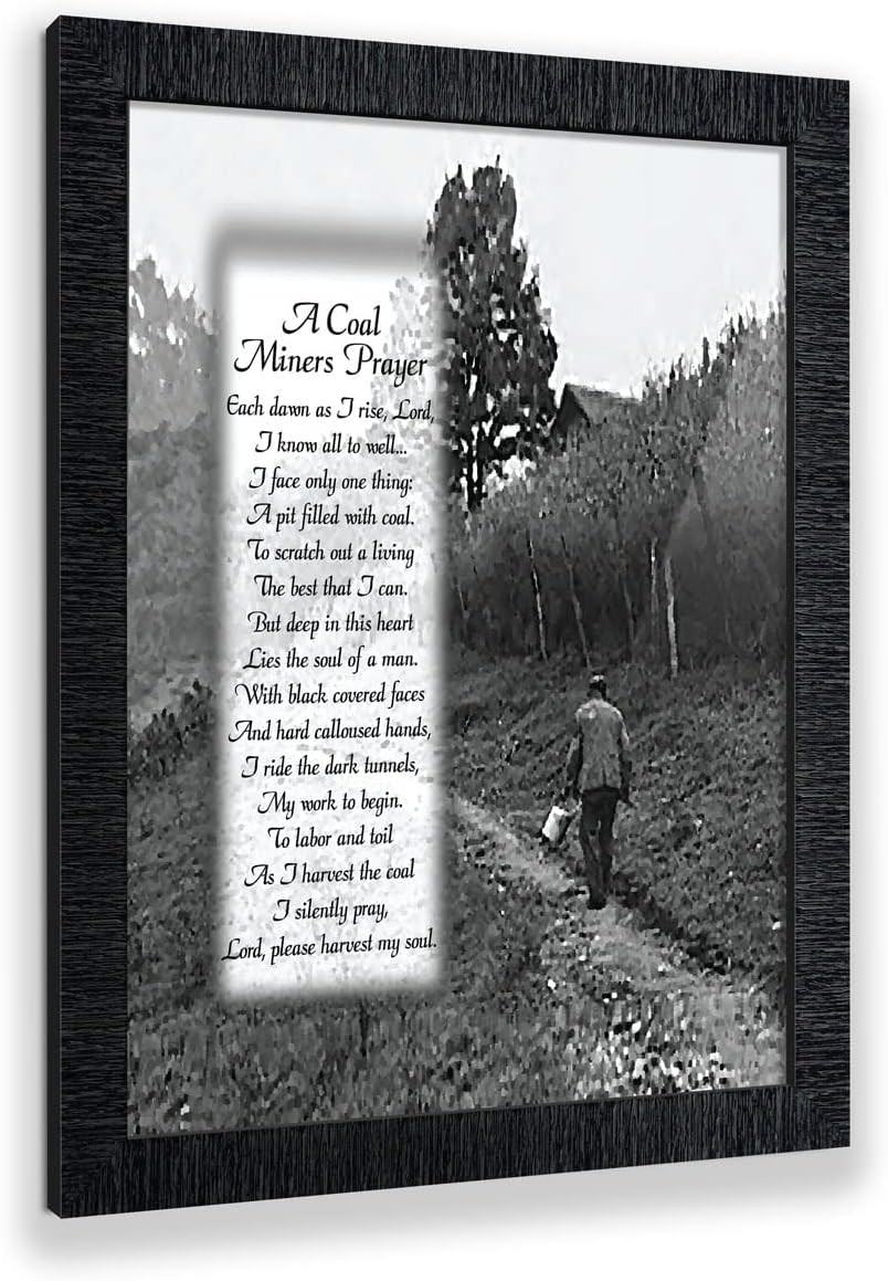 Crossroads Home Décor Coal Miner's Prayer Picture Frame, Coal Mining Gifts, Rustic Decor, 10x10 8592B