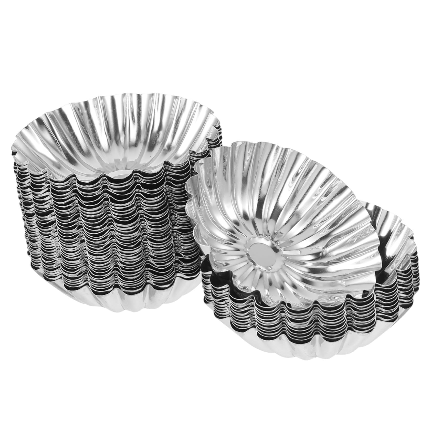 50 piezas Molde para Tartas de Huevo de Acero Inoxidable de Moldes Reutilizables para Repostería Muffins y Postres Resistente y Fácil de Desmoldar para Hornear Cupcakes y Pasteles