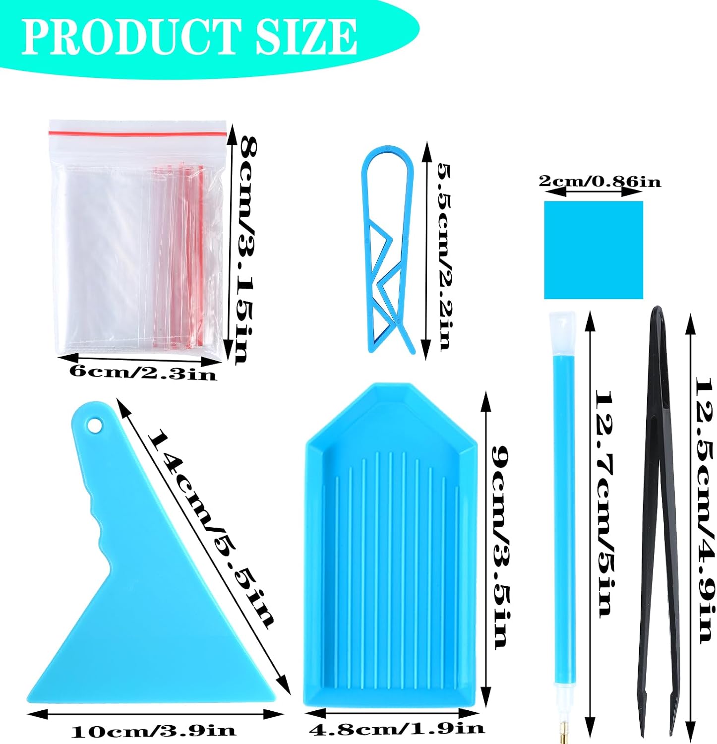 QYING 94PCS Blue 5D Diamond Art Painting Tools and Accessories Kits,with 20 Plastic Diamond Trays,20pcs Glue Clay,20 Diamond Art Painting pens,Non-Slip Clips,tweezer,and Diamond Crreection image 2