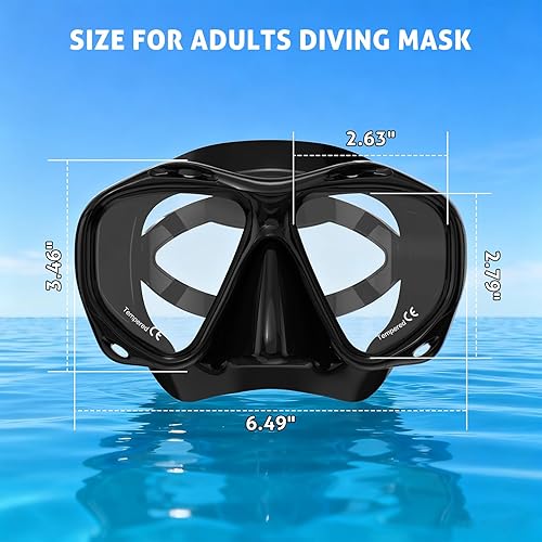 Miniatura 2 de Scuba Mask Adults, Diving mask, Snorkel Swimming Goggles with Nose Cover for Youth, Free Diving Mask, Panoramic HD Tempered Glass Snorkeling Gear