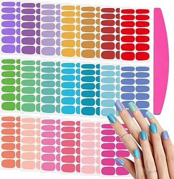 20 Sheets Easter Nail Wraps for Women Candy Color Nail Polish Strips Self Adhesive Nail Polish Stickers Gel Nail Strips Fingernails Manicure Sticker Accessories with 1pc File