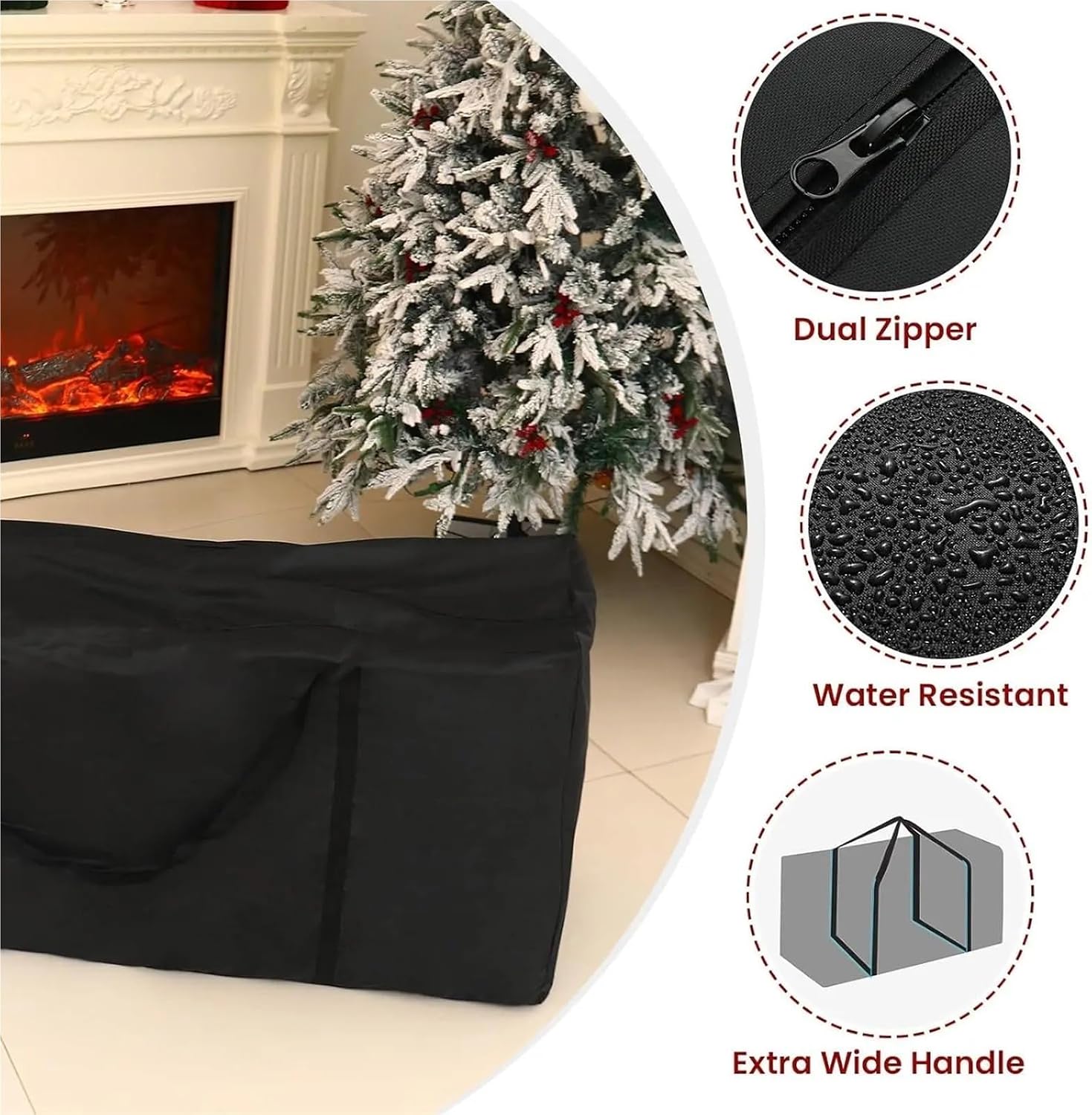 Christmas Tree Storage Bag, Fits Up to 12 Ft Artificial Trees, Extra Large Waterproof Bags with Handles & Dual Zippers(L)