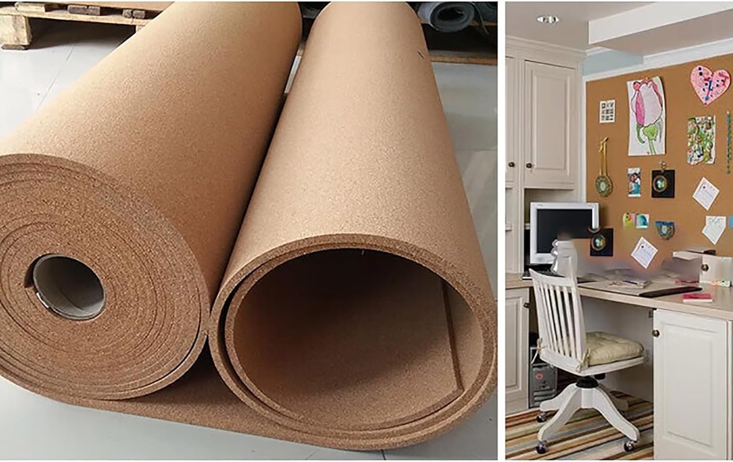 Natural Cork Roll For Walls, Cork Board Large, Notice Boards For Home, Cork Floor Tiles, 1/3" 1/4" Thick, Drawer Liner, For Office Home School Diy ( Color : Thick 6mm , Size : 1mx2m(3.3ftx6.6ft) )