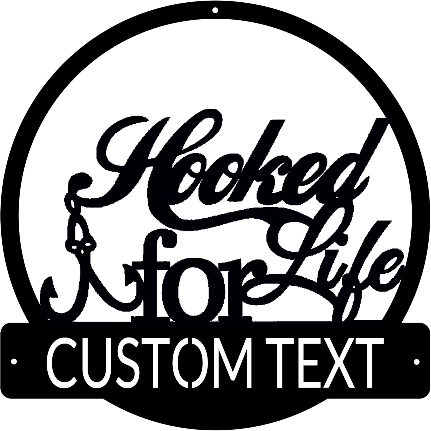Beautiful Weeding Gift,Hooked For life Sign Home Decor Custom Name Sign Metal Wall Art Personalized Last Name Plaque Outdoor Metal Wall Art Personalized Gift for Wedding/Housewarming