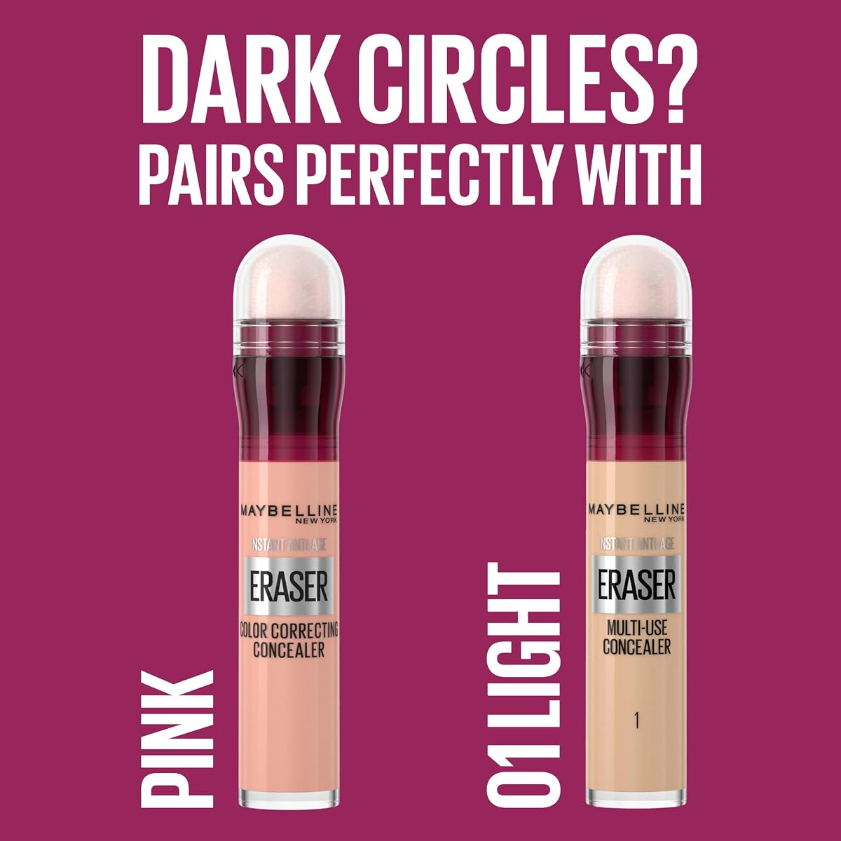 Maybelline Concealer Instant Anti Age Eraser Eye Concealer, Dark Circles and Blemish Concealer, Ultra Blendable Formula Dermatologist Tested & Suitable for Sensitive Skin 01 Light — view 6