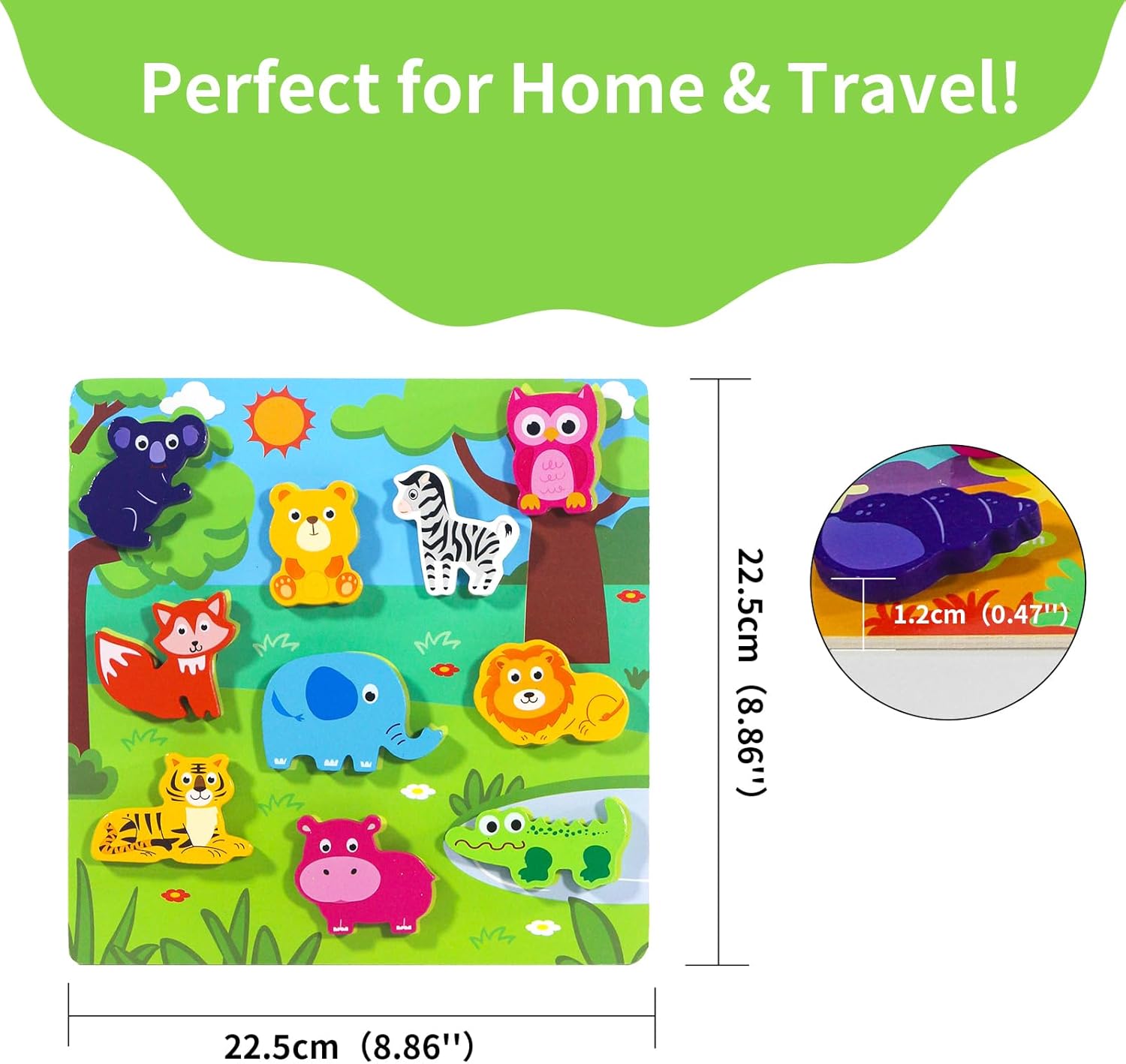 Montessori Puzzles for Toddlers | 4-in-1 Hook & Loop Wooden Puzzles | Early Learning Toys for Jungle Ocean Transportation Fruit Themes