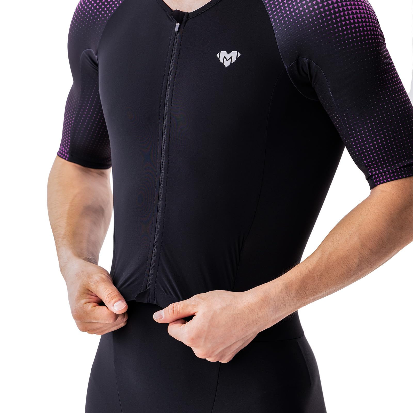 MY KILOMETRE Traje de Triatlón para Hombre Manga Corta – Trisuit Transpirable y de Secado Rápido con Bolsillo Trasero