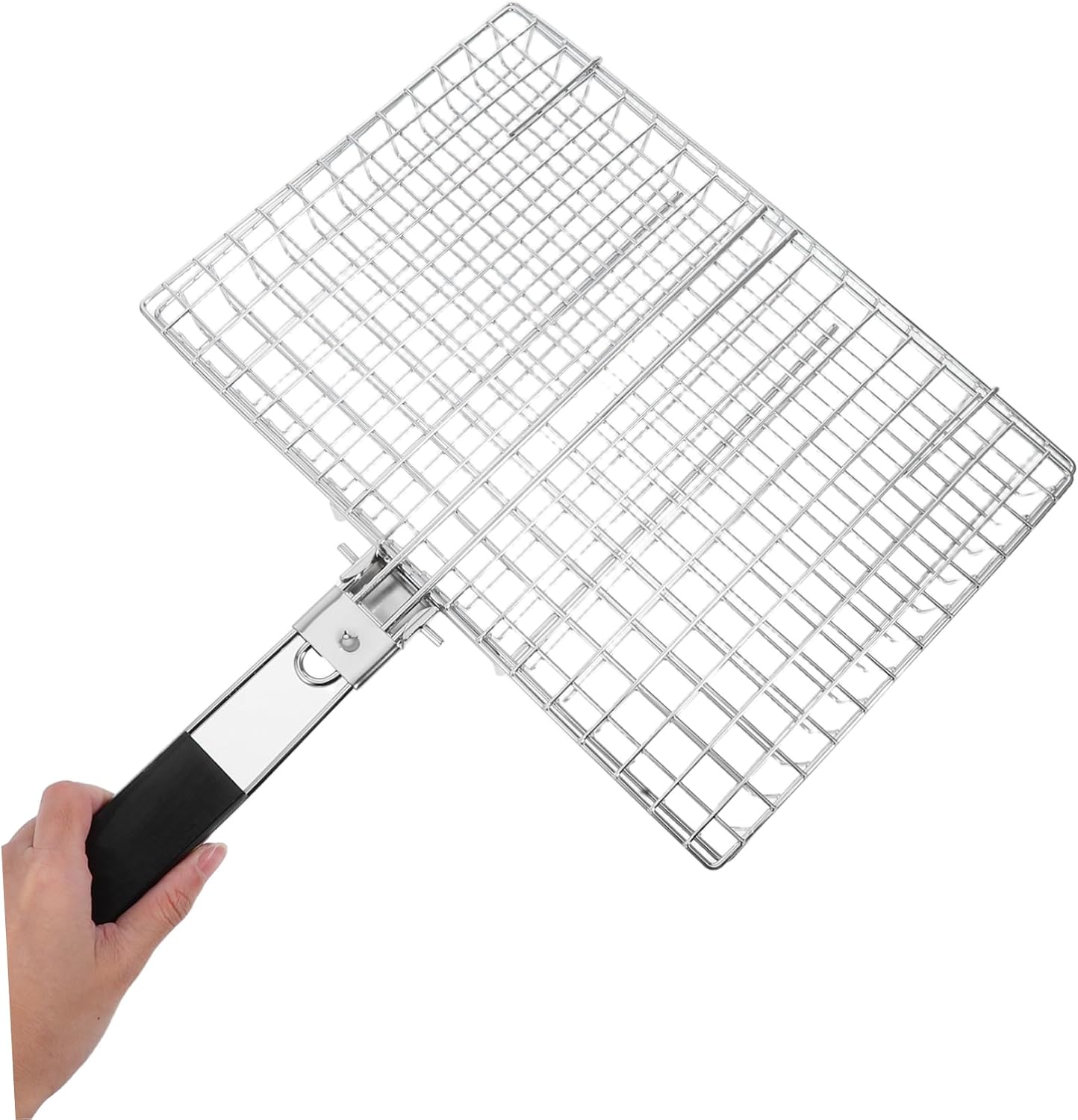 Portable Bbq Tool with Heat Insulated Handle for Fish Chicken and Vegetables for Outdoor Camping and Picnics