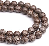 Vista 6 de 12MM 30 unidades de cuentas sueltas de jaspe obsidiana de copo de nieve marrón natural para hacer joyas, pulseras DIY
