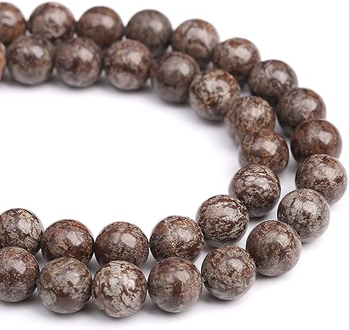 Miniatura 4 de 45 cuentas sueltas de obsidiana de jaspe de copo de nieve marrón de piedra natural de 0.315 pulgadas para hacer joyas y pulseras