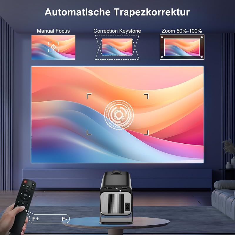 Eroshoo HY320 Mini Hordozható Projektor Full HD 1080P 4K Támogatással, Android 11, WiFi6, Bluetooth 5.2, 180° Forgatható, Otthoni Mozi és Kü