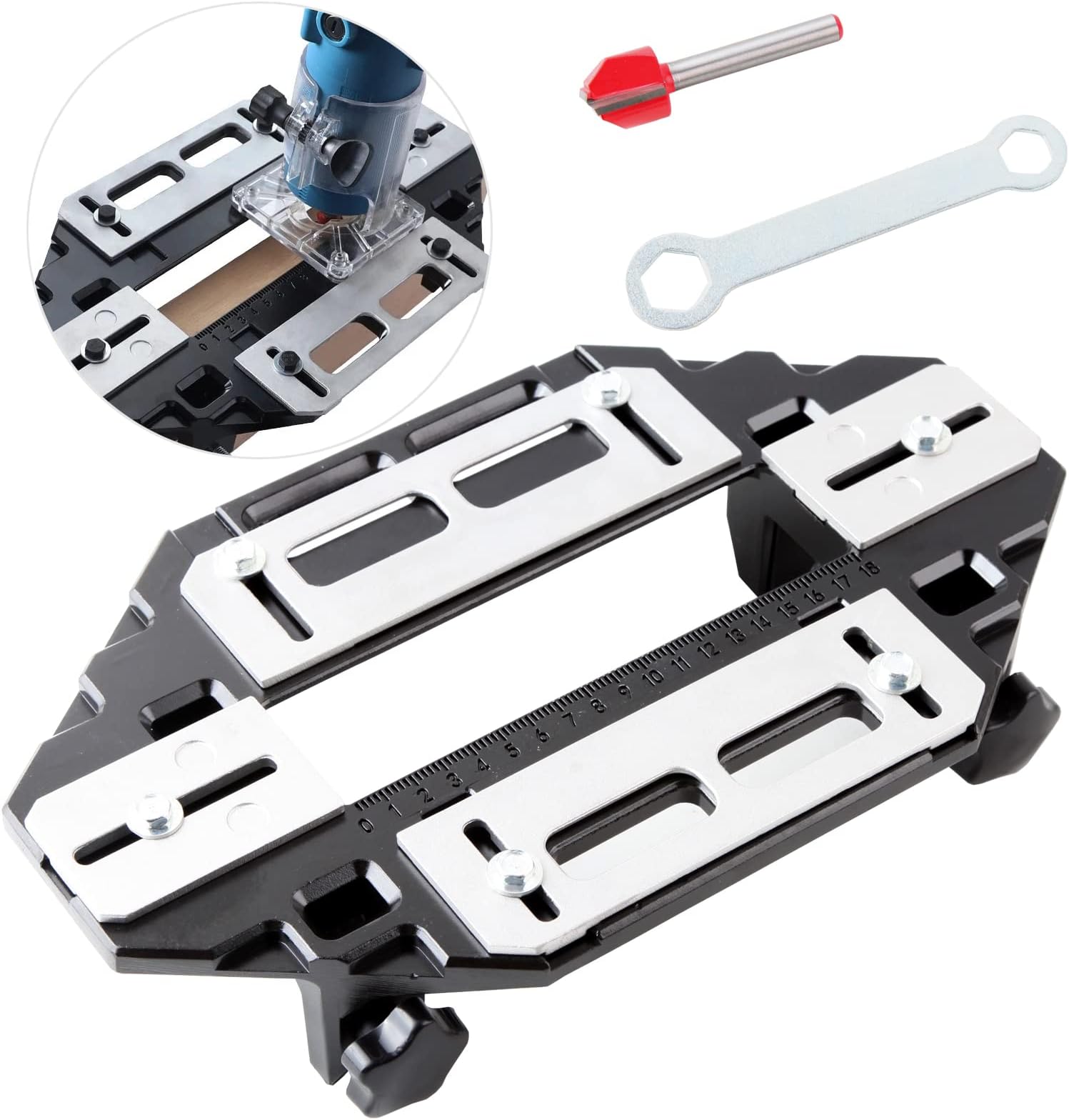 Aluminum Woodworking Tools Door Hinge Jig Woodworking Hole Opener Positioning Drilling Slotter Lock Guide Plate for Door Lock Installation