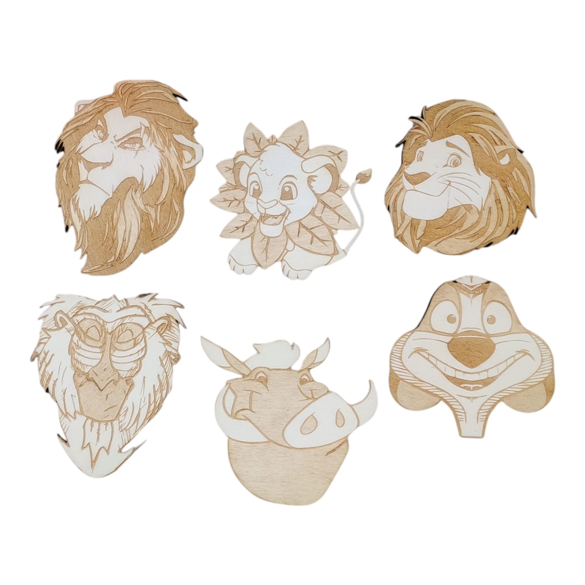 Sous-verres en bois carrés Lion K set de table pour tasse café et verre
