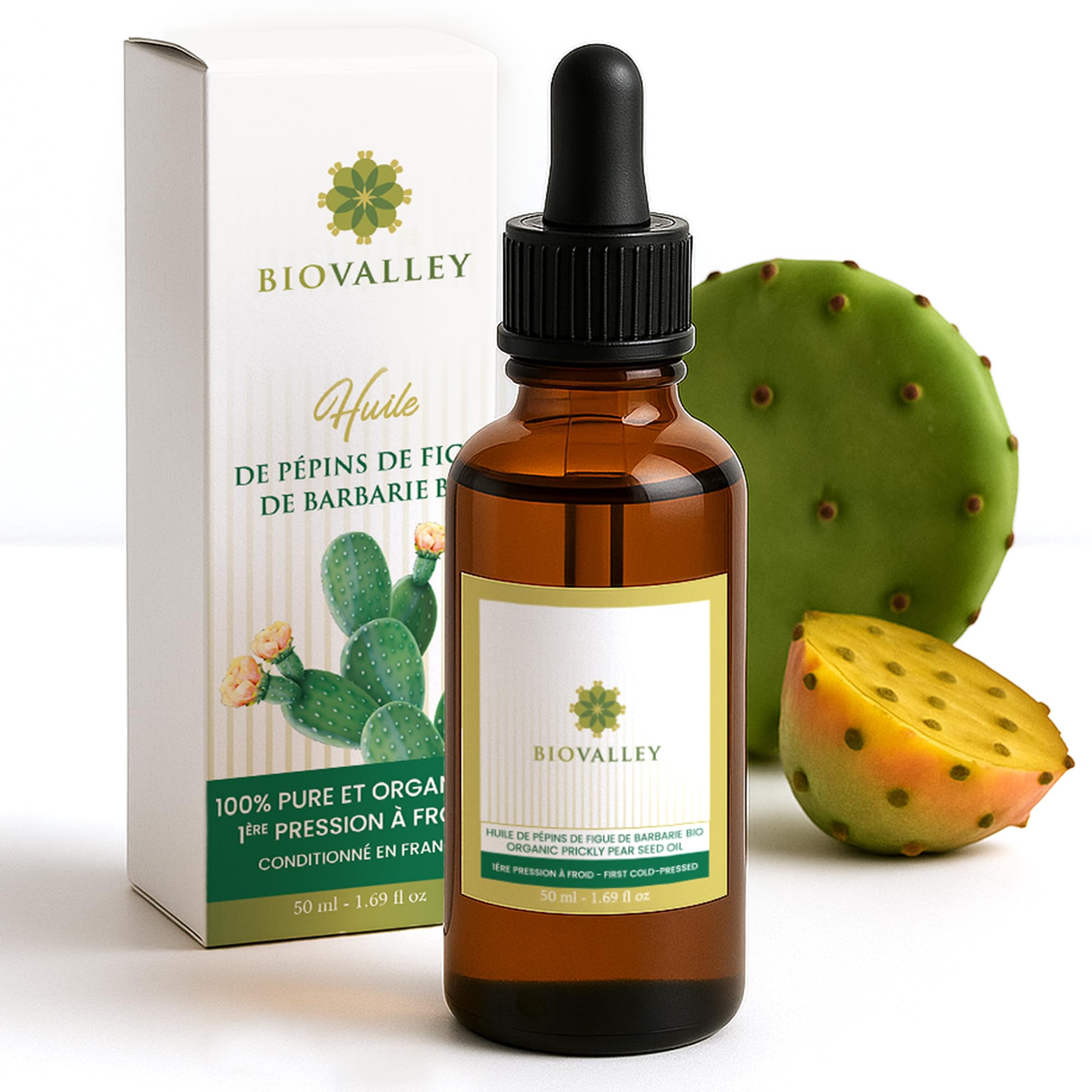 Set Bio-Kaktusfeigenöl 50 ml + Gua Sha & Stirnband – 100 % rein, kaltgepresst – Gesichts- & Körperpflege Anti-Aging, feuchtigkeitsspendend, Anti-Falten, straffend – reich an Vitamin E
