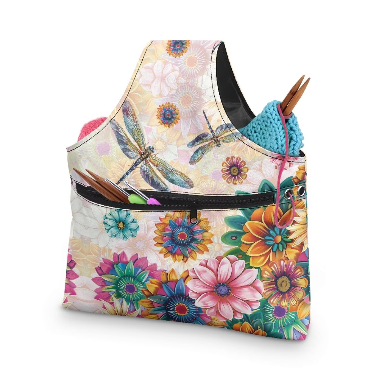 ZUXONGSY Mandala Yarn Storage Bag for Crocheting Dragonfly Knitting Project Handbag Crochet Organizers and Storage